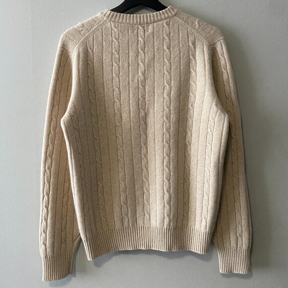 BERK Cashmere Lorne Cable "Linen" Colour 4-ply Sweater - Picture 2 of 12